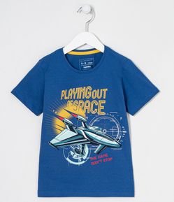 Camiseta Infantil Estampa Nave Espacial - Tam 5 a 14 anos