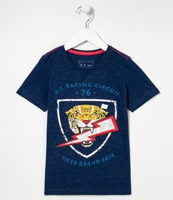 Camiseta Infantil Estampa de Tigre - Tam 5 a 14 anos