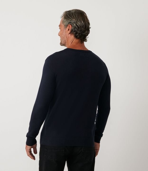 Suéter Comfort em Tricô com Textura Azul Escuro 6