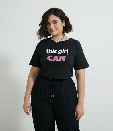 Menor preço em Blusa em Algodão com Estampa This Girl Can Curve & Plus Size
