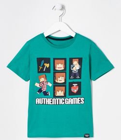 Camiseta Infantil em Algodão Estampa Authentic Games - Tam 5 a 14 anos