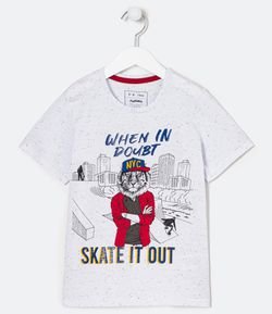 Camiseta Infantil Estampa Tigre Skate - Tam 5 a 14 anos