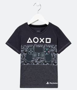 Camiseta Infantil em Algodão Playstation - Tam 5 a 14 anos