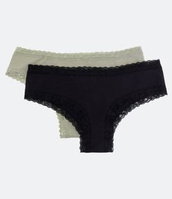 Kit 2 Calcinhas Boyshort em Algodão com Detalhes em Renda