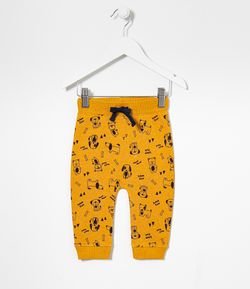 Calça Infantil em Moletom Fit Saruel Estampa Cachorrinhos - Tam 0 a 18 meses