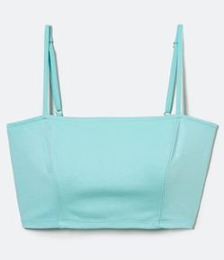 Blusa Cropped de Alça em Ponto Roma com Decote Reto