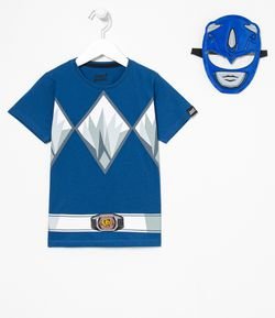 Camiseta Infantil Power Rangers com Máscara - Tam 1 a 5 anos