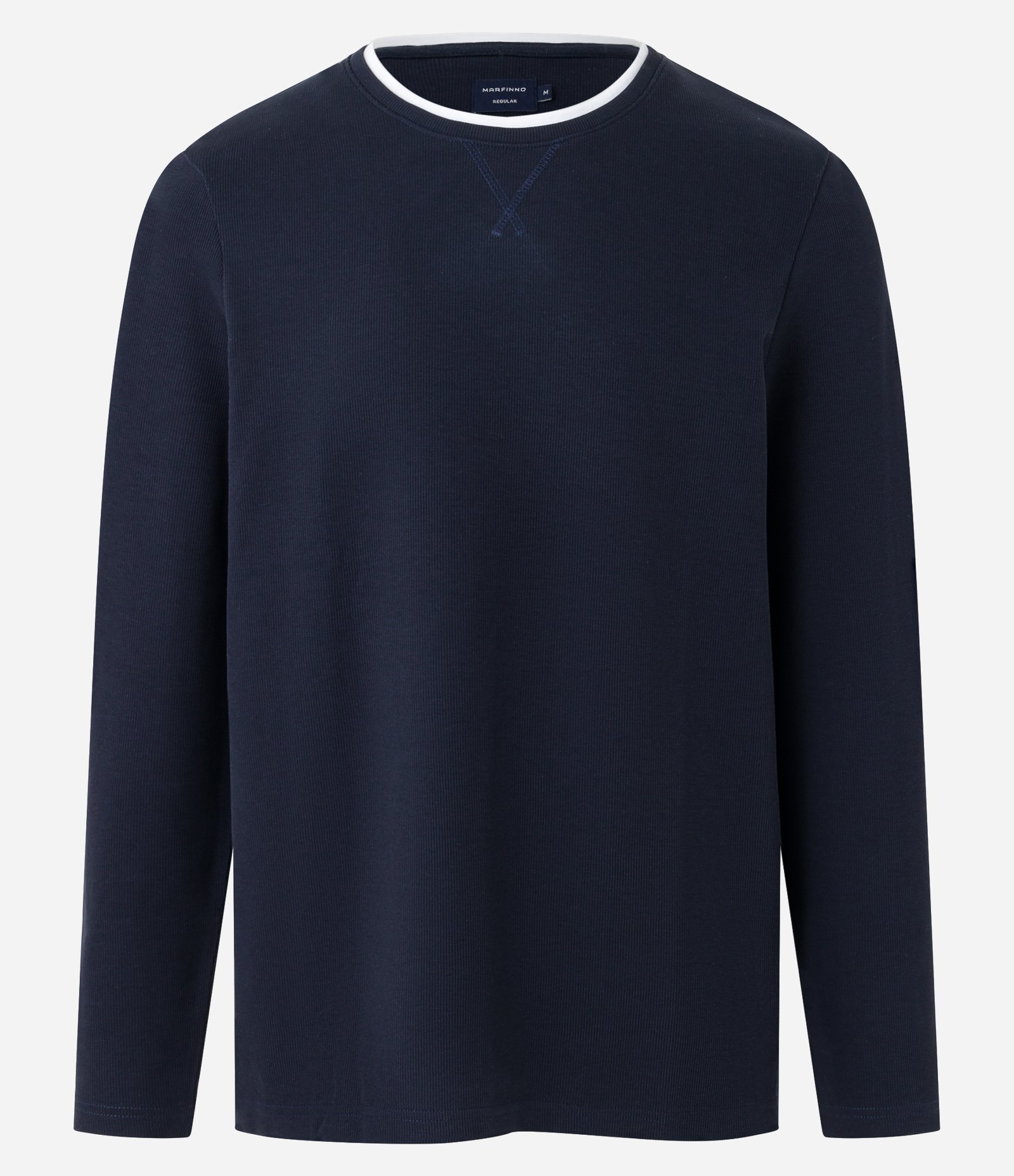 Camiseta Regular em Algodão Texturizado com Friso na Gola Azul 6