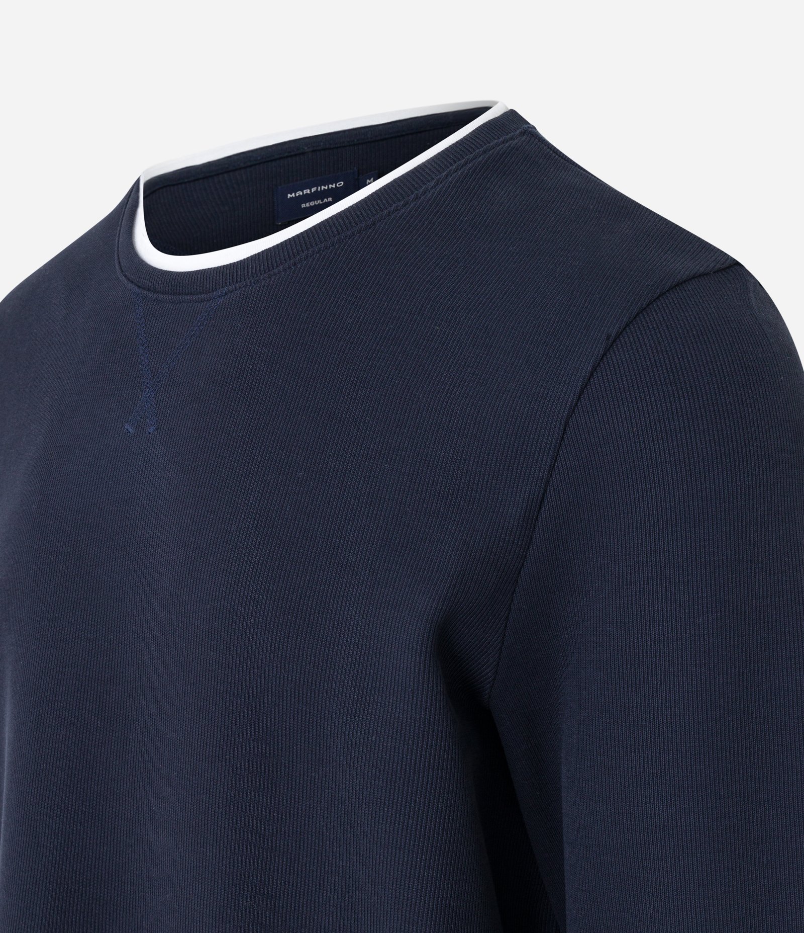 Camiseta Regular em Algodão Texturizado com Friso na Gola Azul 7