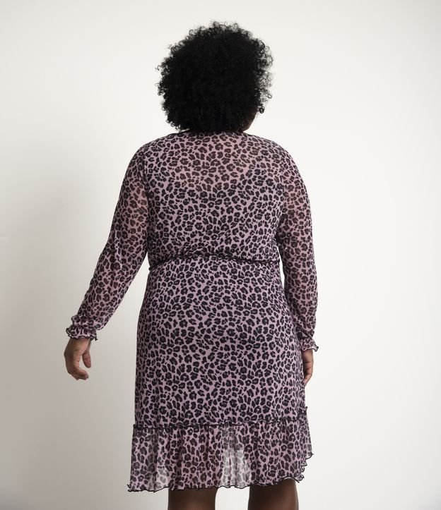 Vestido Curto em Tule Estampa Animal Print Curve & Plus Size | Ashua Curve e Plus Size | Roxo | EG