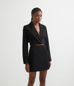 Vestido Curto em Alfaiataria com Abertura na Cintura
