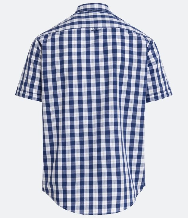 Camisa Manga Corta en Algodón con Estampado de Cuadros Azul 6