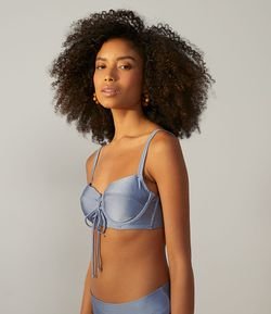 Biquíni Top Meia Taça em Poliamida com Amarração Frontal