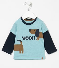 Camiseta Infantil Estampa Cachorrinhos - Tam 0 a 18 meses