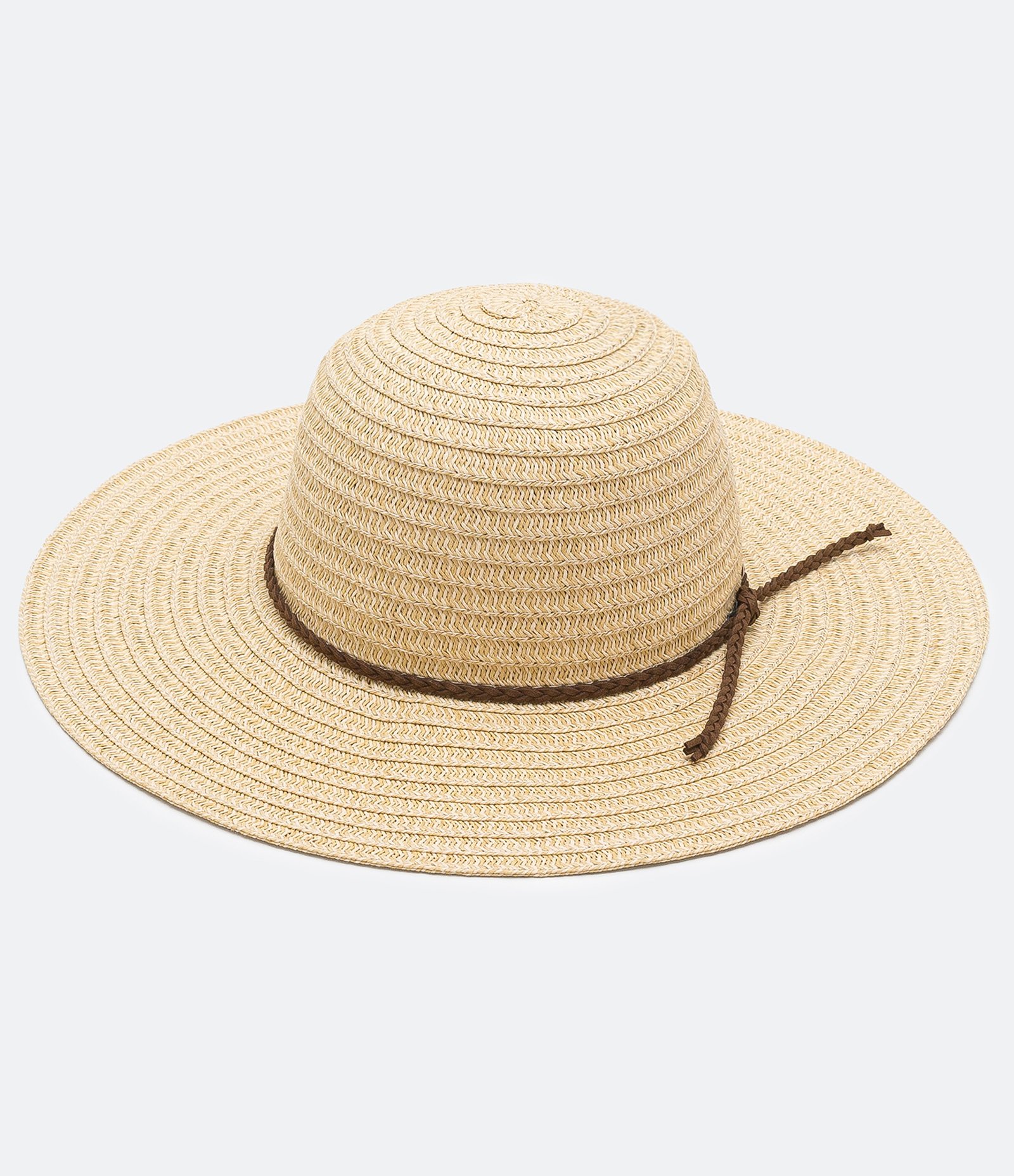 Chapéu de Praia Básico com Cordão Trançado Bege 1