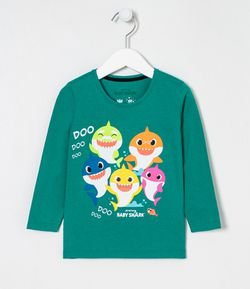 Camiseta Infantil Estampa Baby Shark e Família - Tam 1 a 4 anos