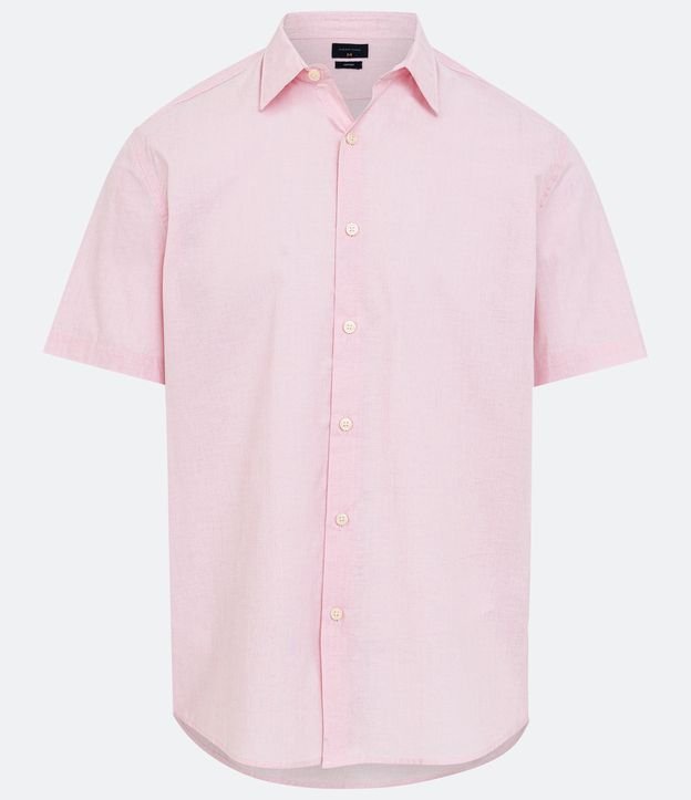 Camisa Comfort em Algodão com Manga Curta Rosa 5