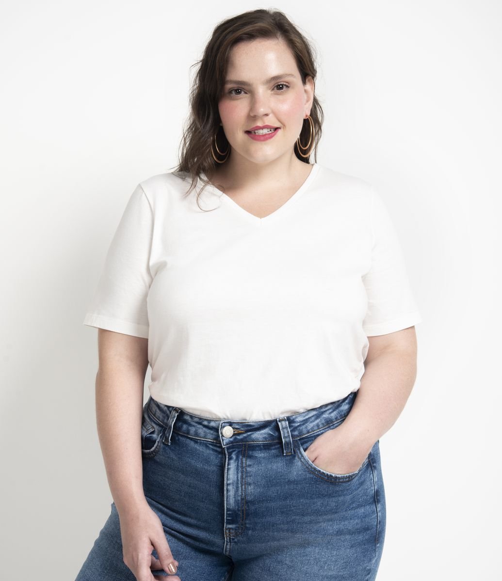 suéter feminino gola v plus size