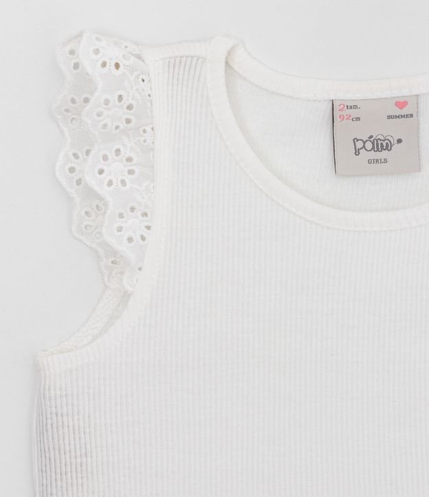 Blusa Infantil Canelada com Babados e Estampa de Frutinhas - Tam 1 a 5 Anos  Branco Neve