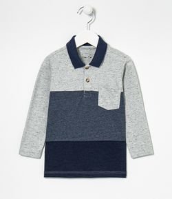 Camiseta Infantil Polo com Recortes em Blocos de Cor - Tam 1 a 5 anos