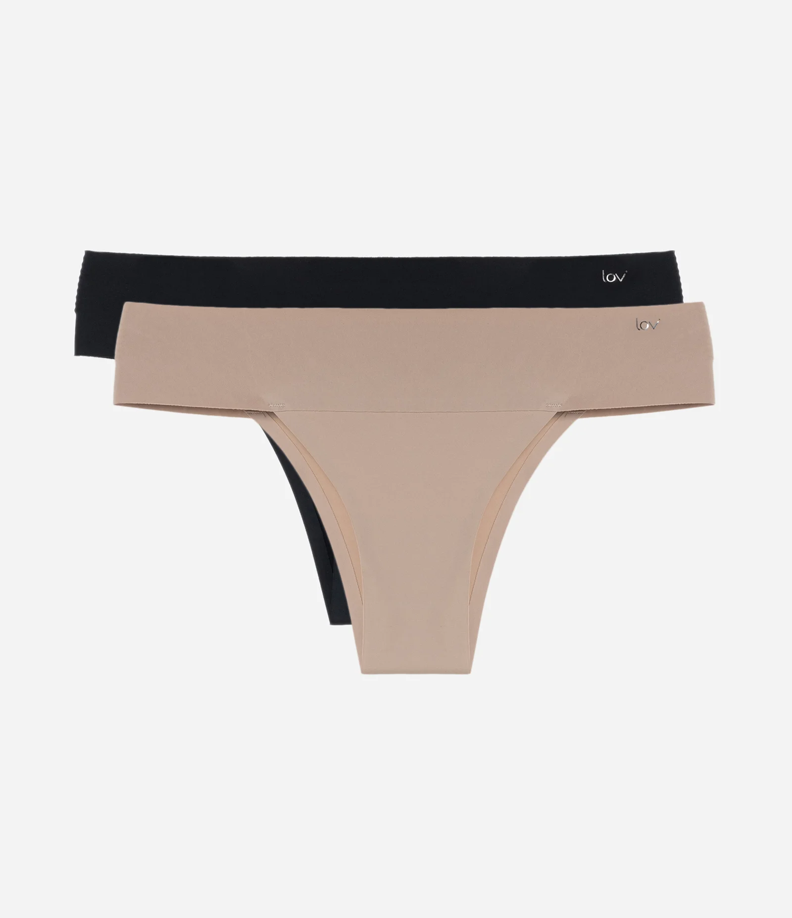 Kit com 2 Calcinhas Biquíni com Cós Largo Preto/Bege 2