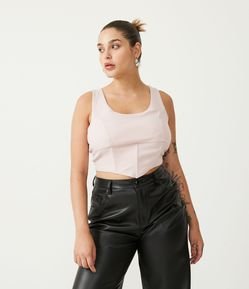 Blusa Regata Cropped Corset em Bengaline