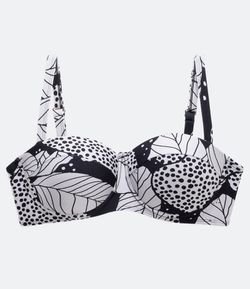  Biquini Top Meia Taça Estampa Folhagens e Caju Curve & Plus Size