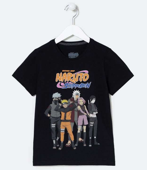 Camiseta Infantil Estampa Naruto e Amigos - Tam 5 a 14 anos Preto 1