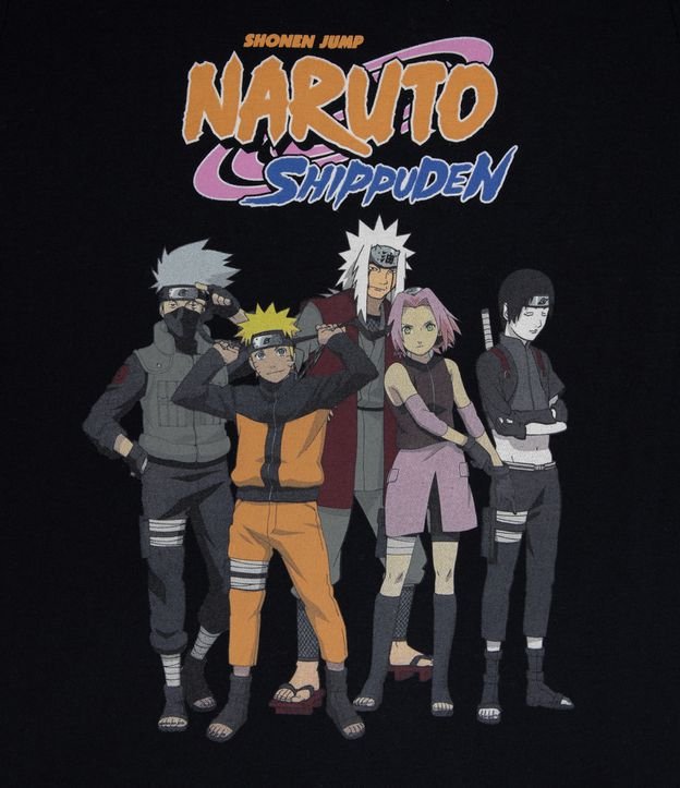Camiseta Infantil Estampa Naruto e Amigos - Tam 5 a 14 anos Preto 3