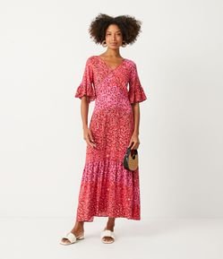 Vestido Longo em Viscose com Estampa Floral