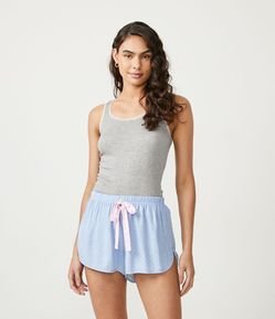 Blusa de Pijama Regata em Ribana com Detalhes em Renda