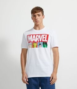 Camiseta Manga Curta em Algodão Estampa Marvel