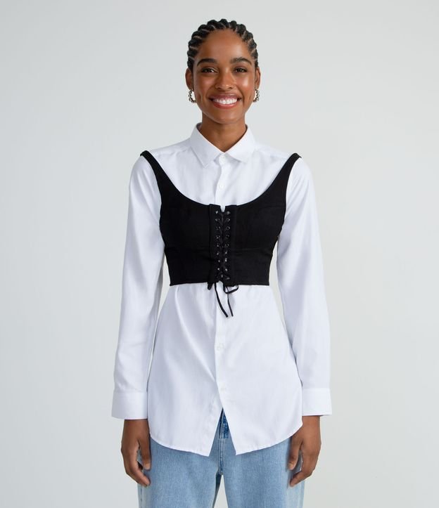 Blusa Regata Cropped com Detalhe Corset