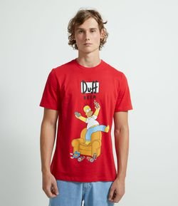 Camiseta Manga Curta em Algodão Estampa Homer Simpson - Plus size