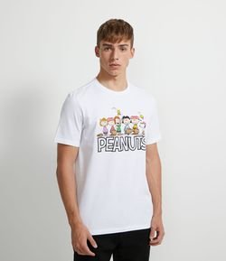 Camiseta Manga Curta Estampa Snoopy Turma Baseball
