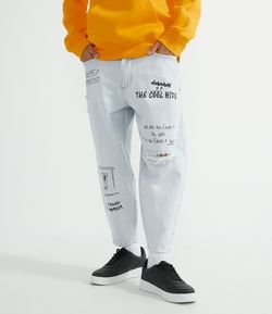 Calça Jeans Balloon com Escritas