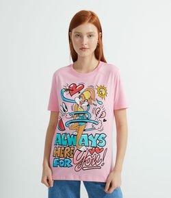 Blusa Fit T-Shirt Manga Curta Estampa Lola Bunny