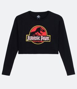 Blusa Cropped em Algodão Estampa Jurassic Park