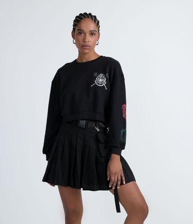 Blusão Fechado Cropped em Moletom com Estampa Harry Potter Menor preço em Blusão Fechado Cropped em Moletom com Estampa Harry Potter