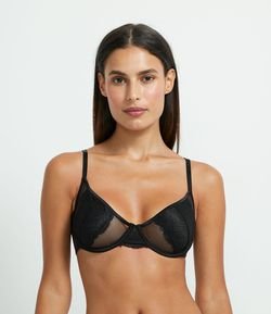 Sutiã sem Bojo com Aro em Tule com Renda