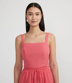 Blusa Cropped em Viscolinho com Laço nas Costas
