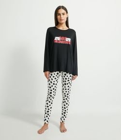 Pijama Blusa Manga Longa e Calça Estampa 101 Dalmatas