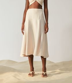 Saia Midi em Viscose Animal Print Onça