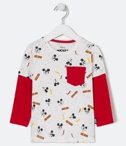 Camiseta Infantil com Sobreposição Estampa Mickey  - Tam 1 a 5 anos