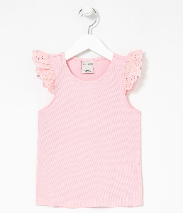 Blusa Infantil com Babado Broderie - Tam 5 a 14 anos