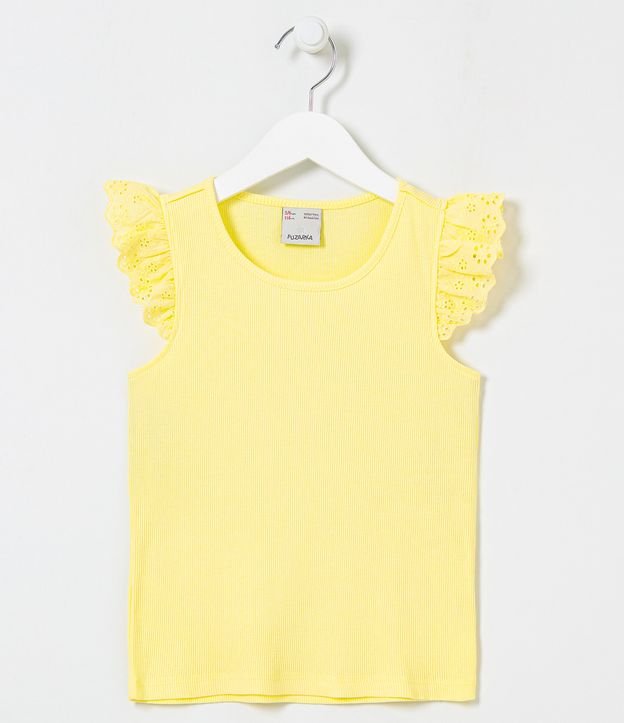 Blusa Infantil com Babado Broderie - Tam 5 a 14 anos