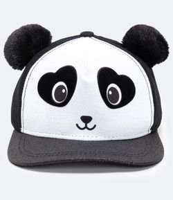 Boné Infantil Estampa Panda Com Orelhas