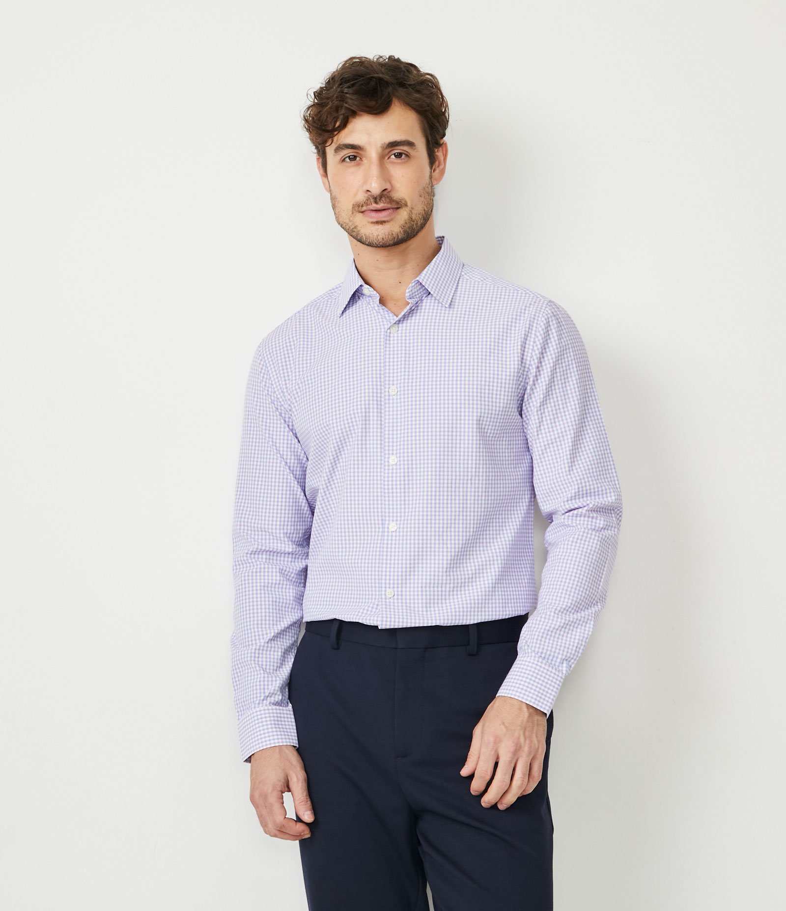 Camisa Comfort com Estampa Vichy Azul 1