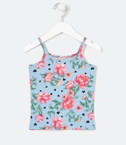 Blusa Regata Infantil Estampa Floral - Tam 1 a 5 anos