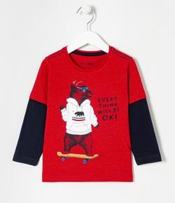 Camiseta Infantil Estampa Urso Califórnia - Tam 1 a 5 anos